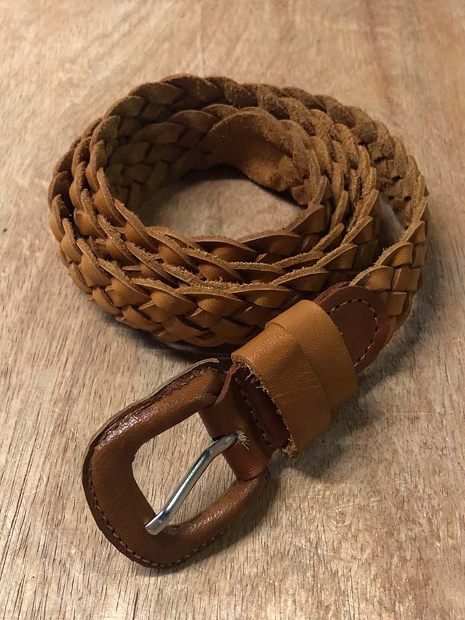 Thin Leather Braided Belt