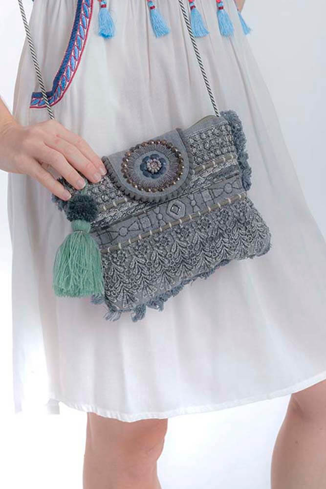 Importance of beads in fashion accessories bohemian denim clutch bag