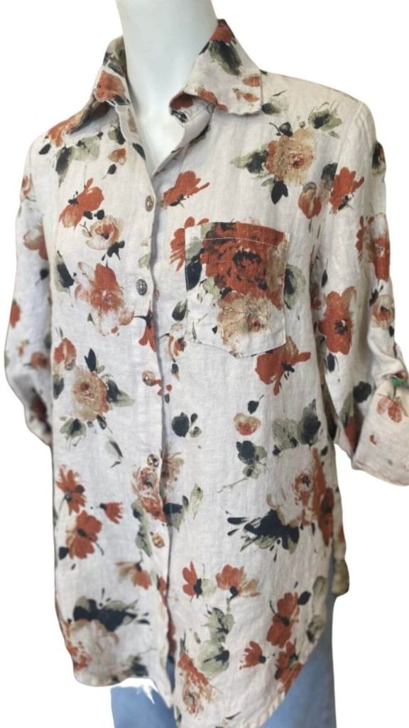 Floral print linen shirt by Blueberry Italia Clothing Australia
