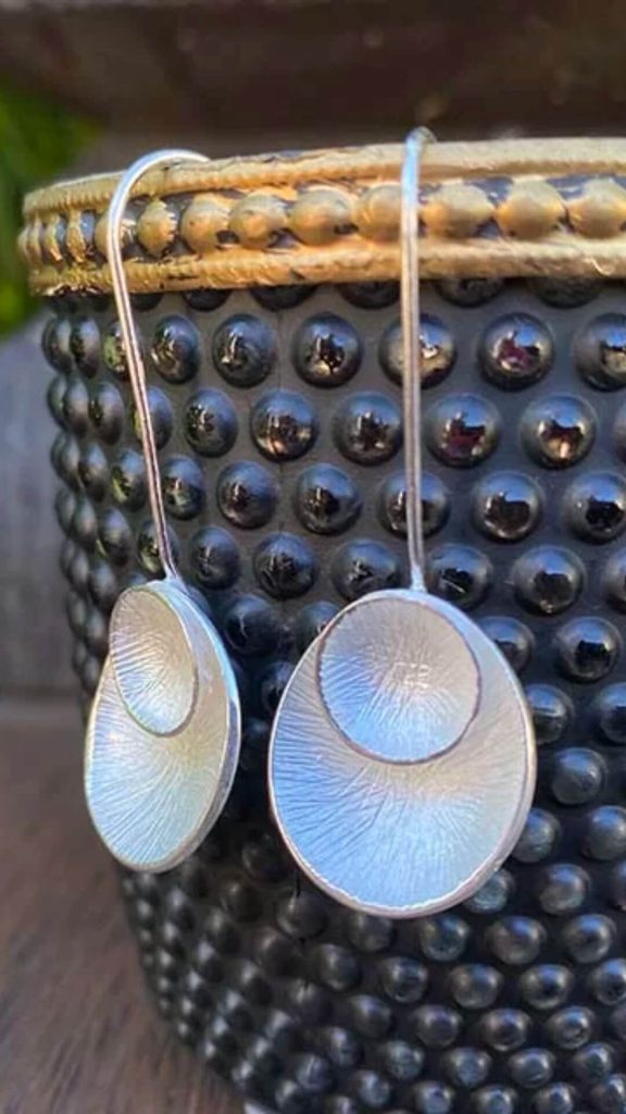 Sterling silver dish earrings at Gidgets