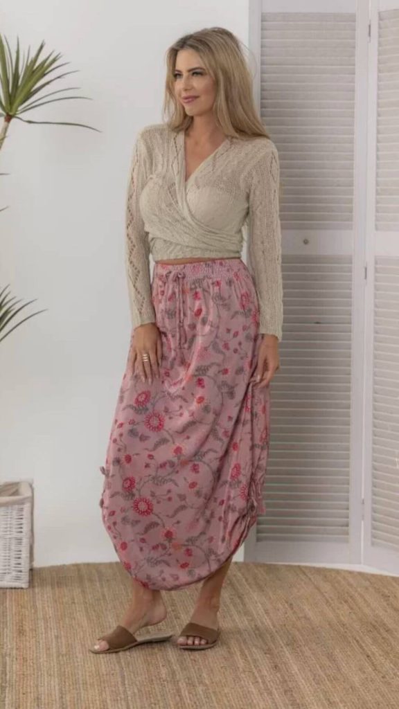 Bohemian printed maxi skirt