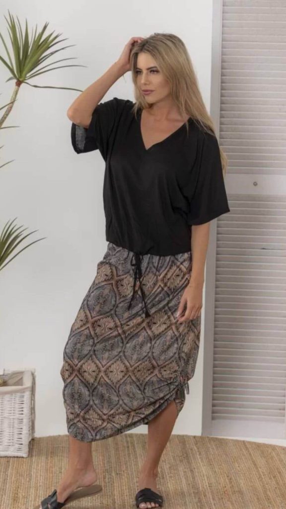 Bohemian printed maxi skirt
