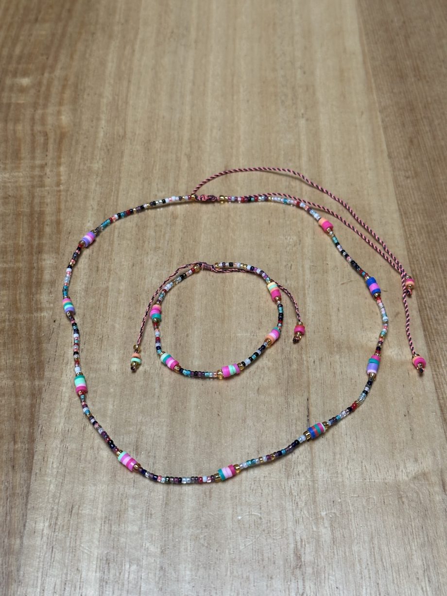 Bead necklace set rainbow