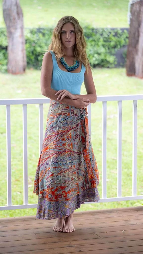 Bohemian printed wrap style skirt
