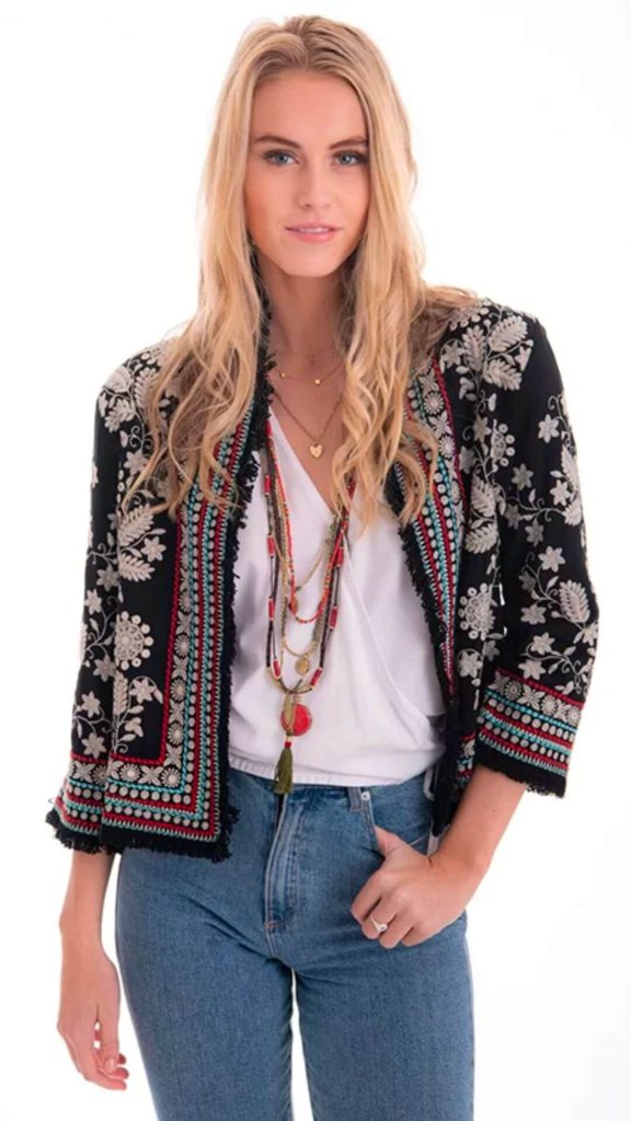 Embroidered bohemian style jacket