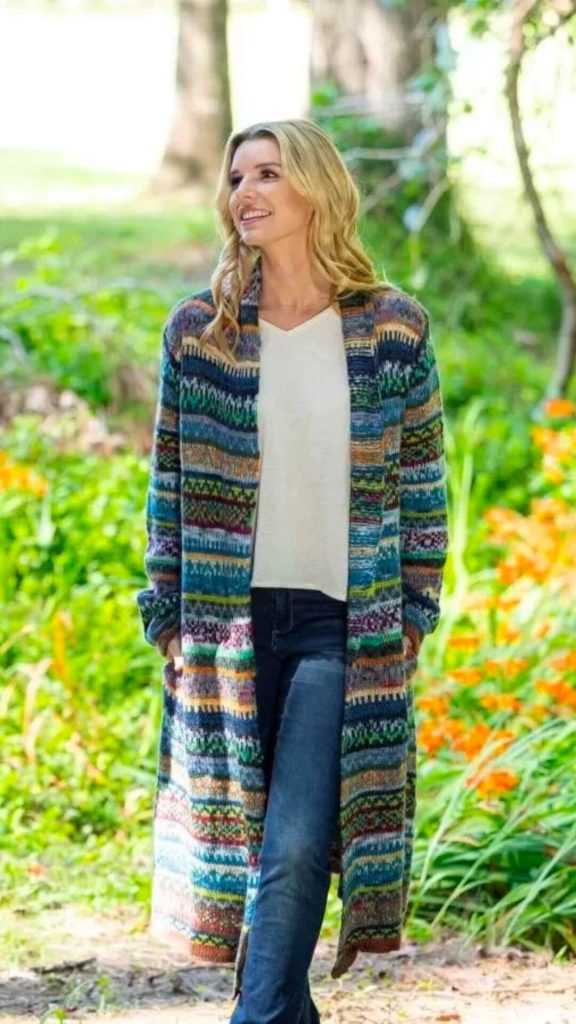 Stripe knit coat